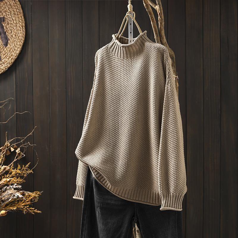 Marie Merino Wool Knit Turtleneck Sweater - Beige