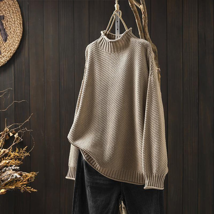 Marie Merino Wool Knit Turtleneck Sweater - Beige