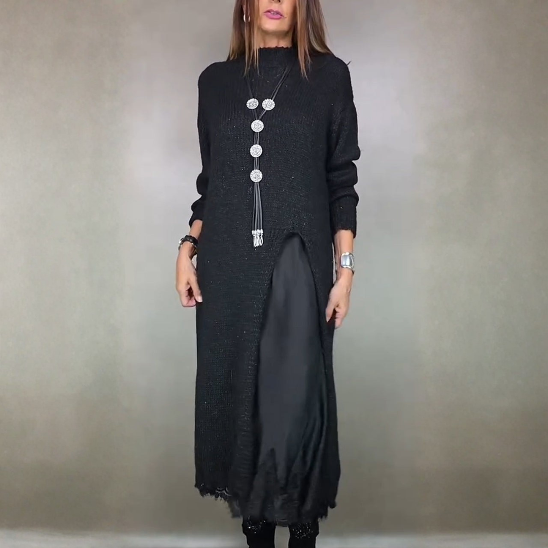 Elegant sweater and dress set - Black