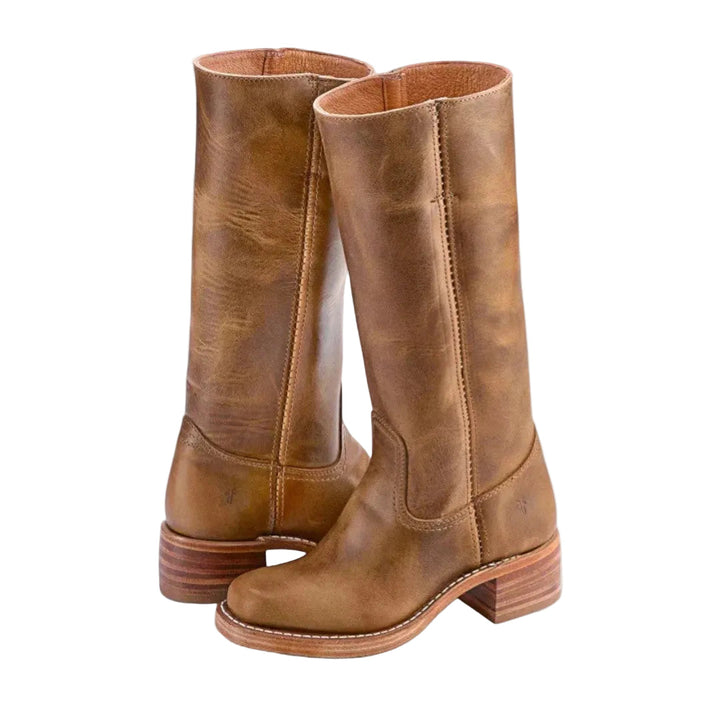Classic western cowboy boots in light brown