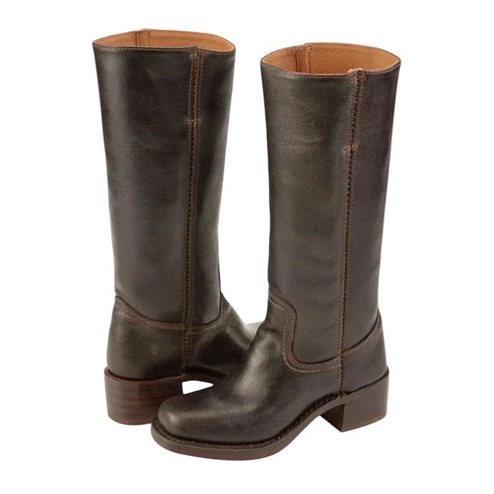 Classic western cowboy boots in dark brown