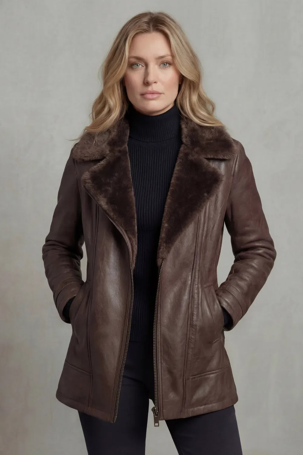 Sharon | Sheepskin-Lined Leather Jacket