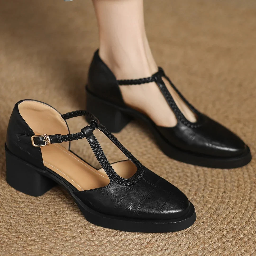 Judith | Elegant T-Strap Mid-Heel Shoes