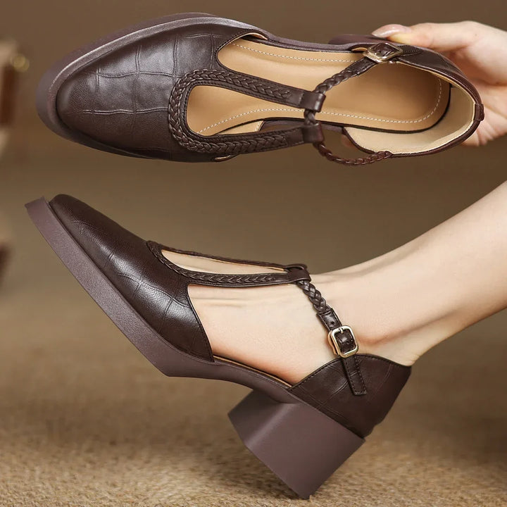 Judith | Elegant T-Strap Mid-Heel Shoes