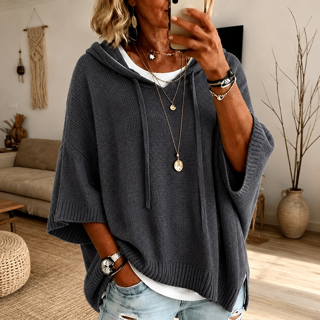 Joan | Charcoal Poncho Sweater