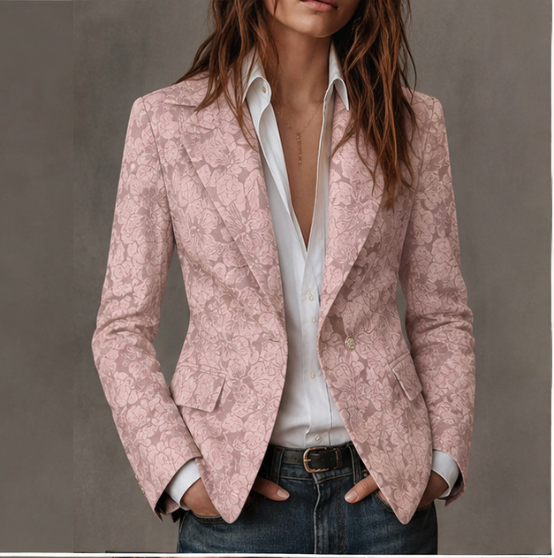 Fitted jacquard cashmere blazer in pink