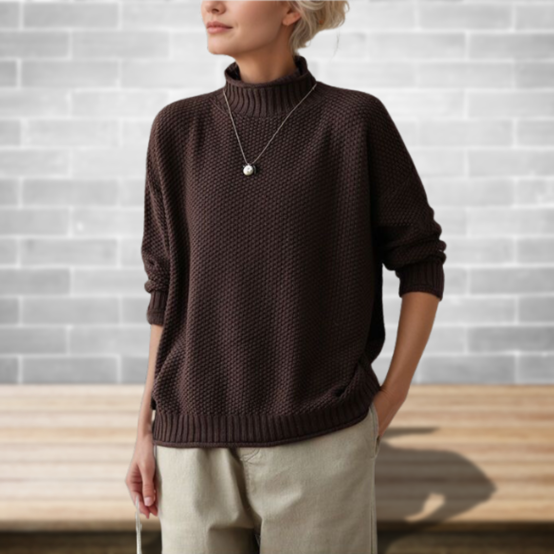 Marie Merino Wool Knit Turtleneck Sweater - Lifestyle