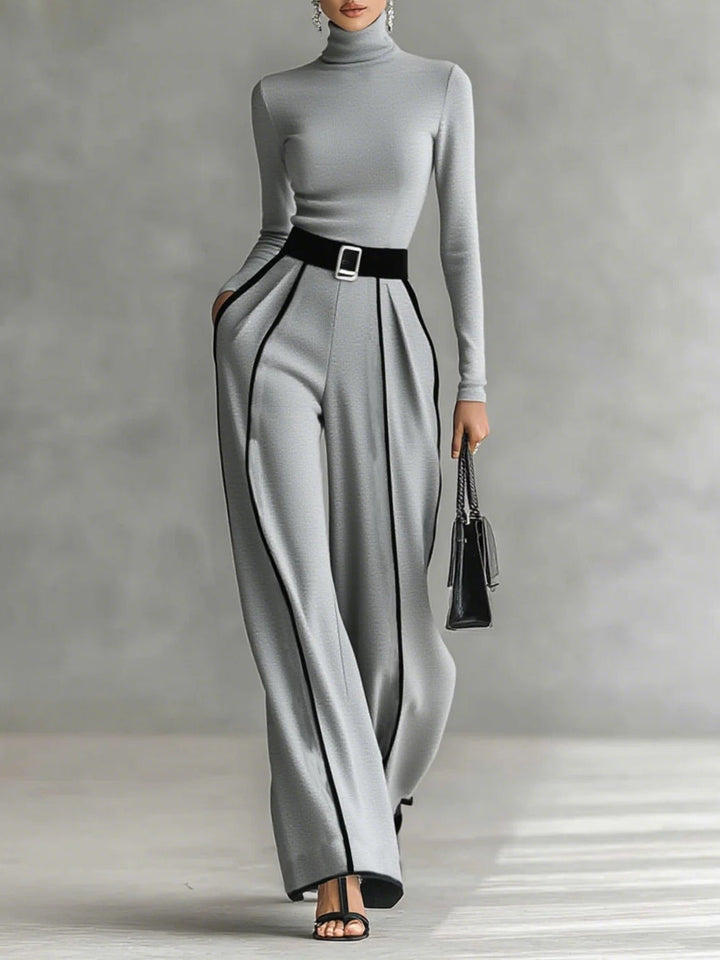 Ann | High Neck Wide Leg Pants Set