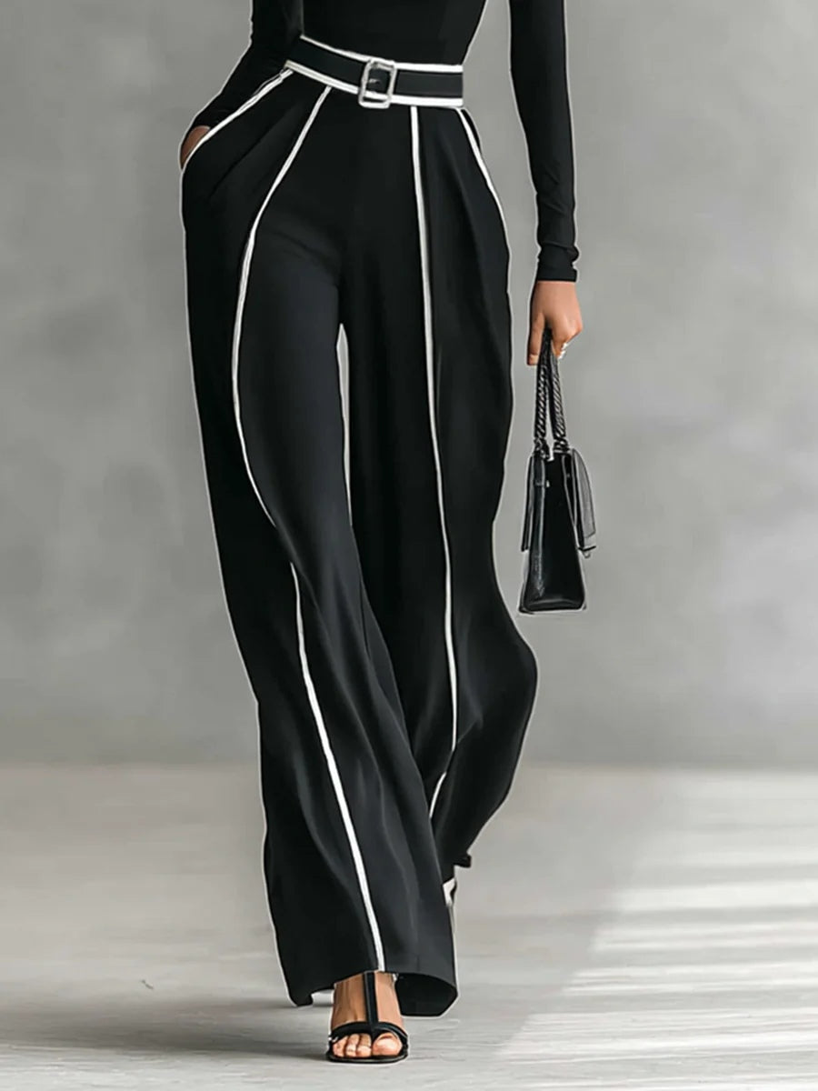 Ann | High Neck Wide Leg Pants Set