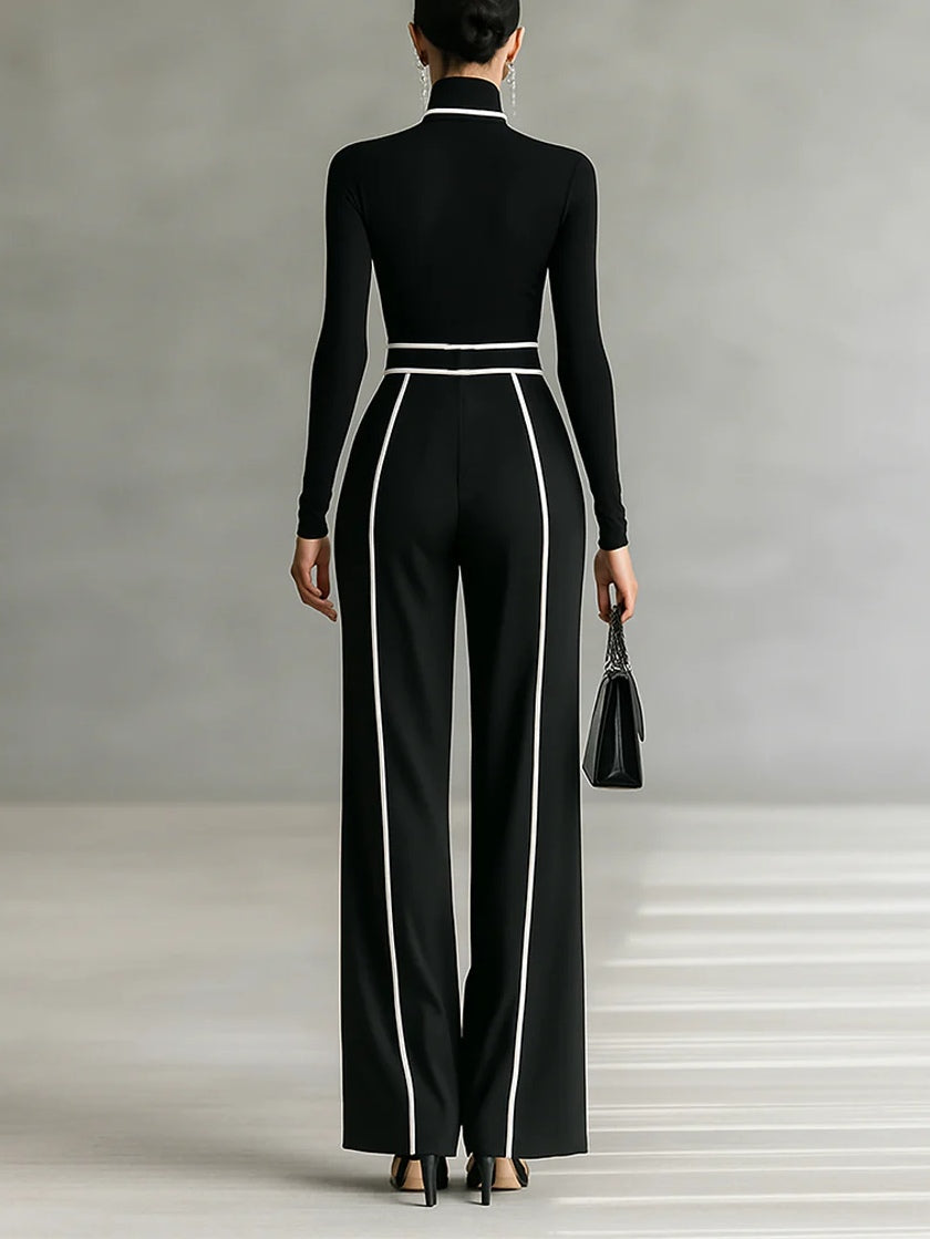 Ann | High Neck Wide Leg Pants Set