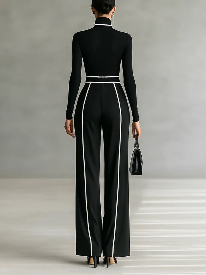 Ann | High Neck Wide Leg Pants Set