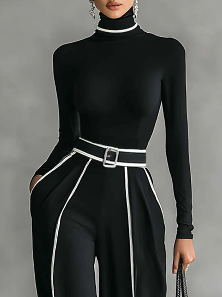 Ann | High Neck Wide Leg Pants Set