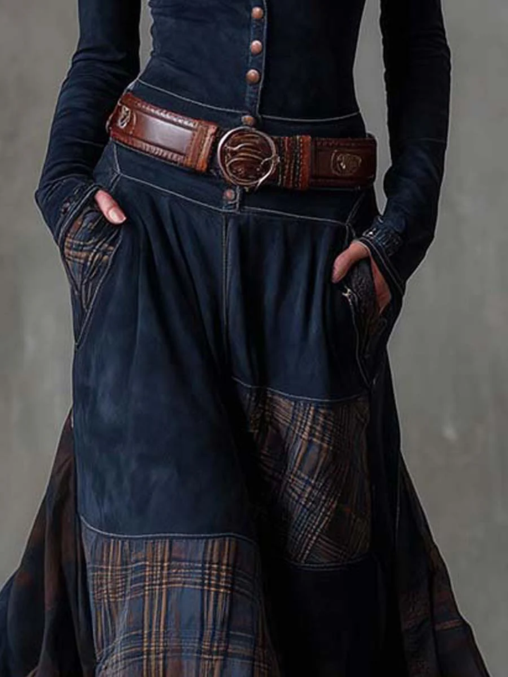 Christine | Maxi Suede Dress with Belt