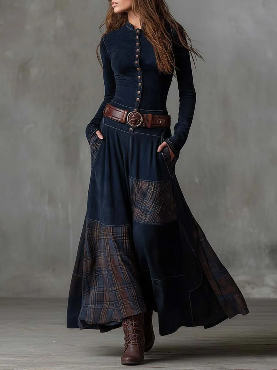 Christine | Maxi Suede Dress with Belt