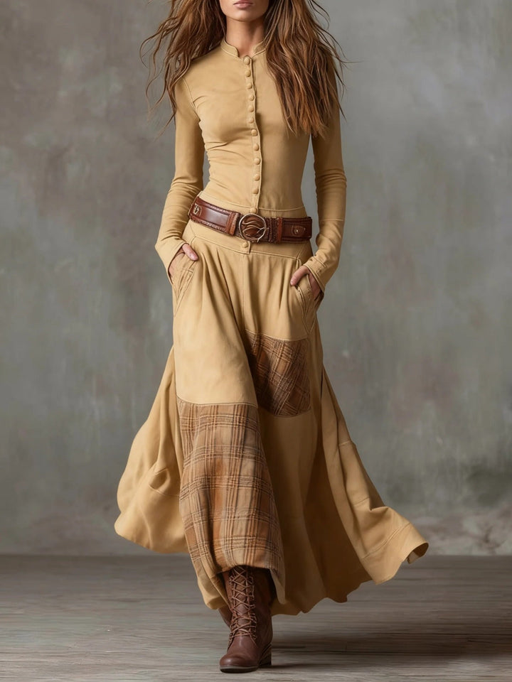 Christine | Maxi Suede Dress with Belt