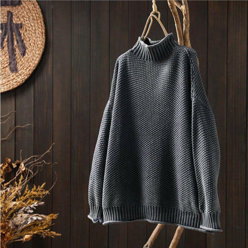 Marie Merino Wool Knit Turtleneck Sweater - Gray