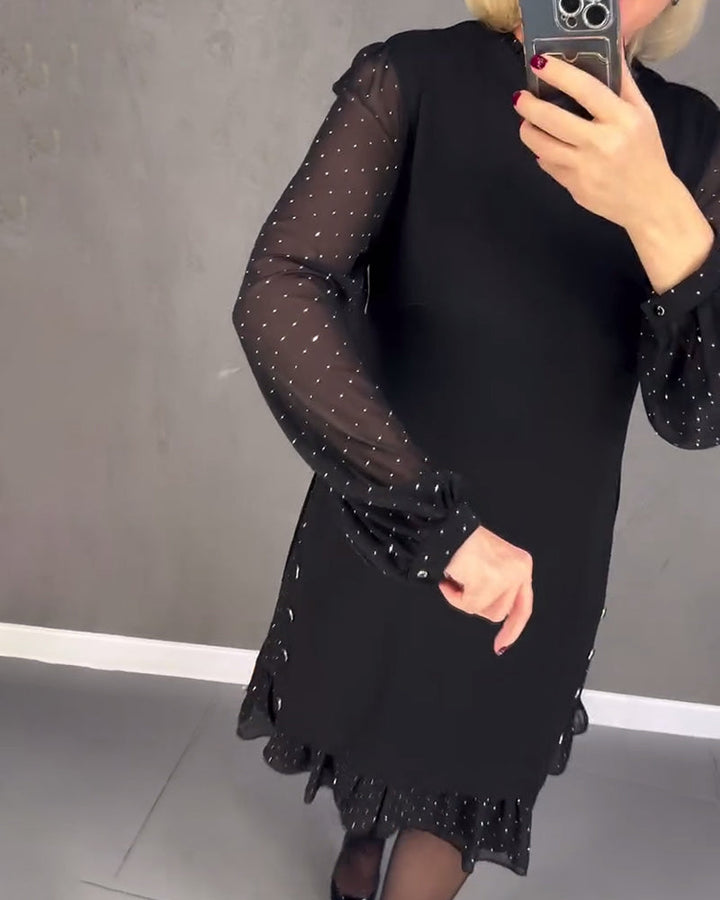 Evelyn | Long-Sleeve Elegant Polka Dot Dress