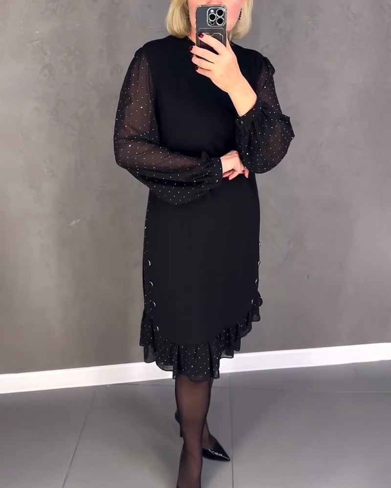 Evelyn | Long-Sleeve Elegant Polka Dot Dress
