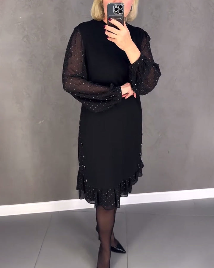 Evelyn | Long-Sleeve Elegant Polka Dot Dress
