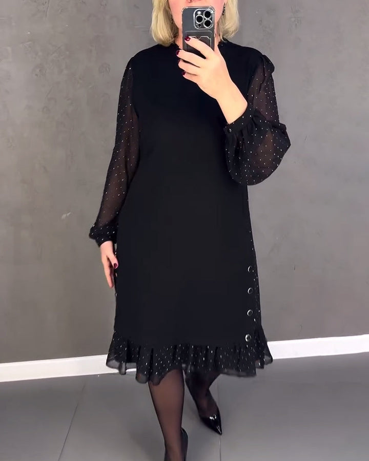 Evelyn | Long-Sleeve Elegant Polka Dot Dress