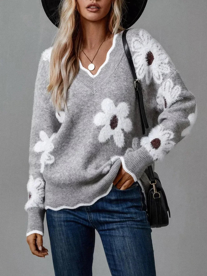 Dorothy Floral V-Neck Long Sleeve Sweater - photo 1