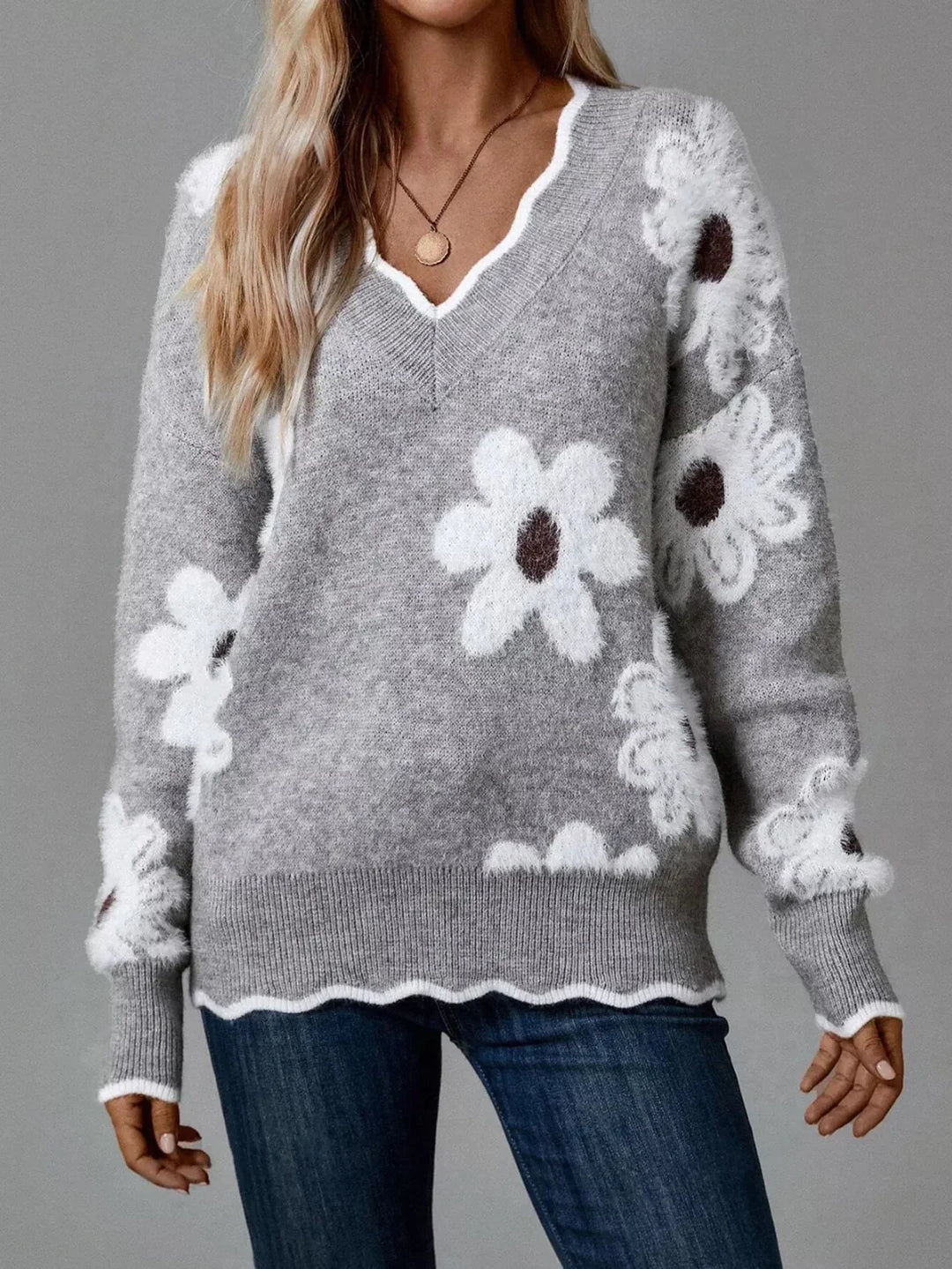 Dorothy Floral V-Neck Long Sleeve Sweater - photo 2