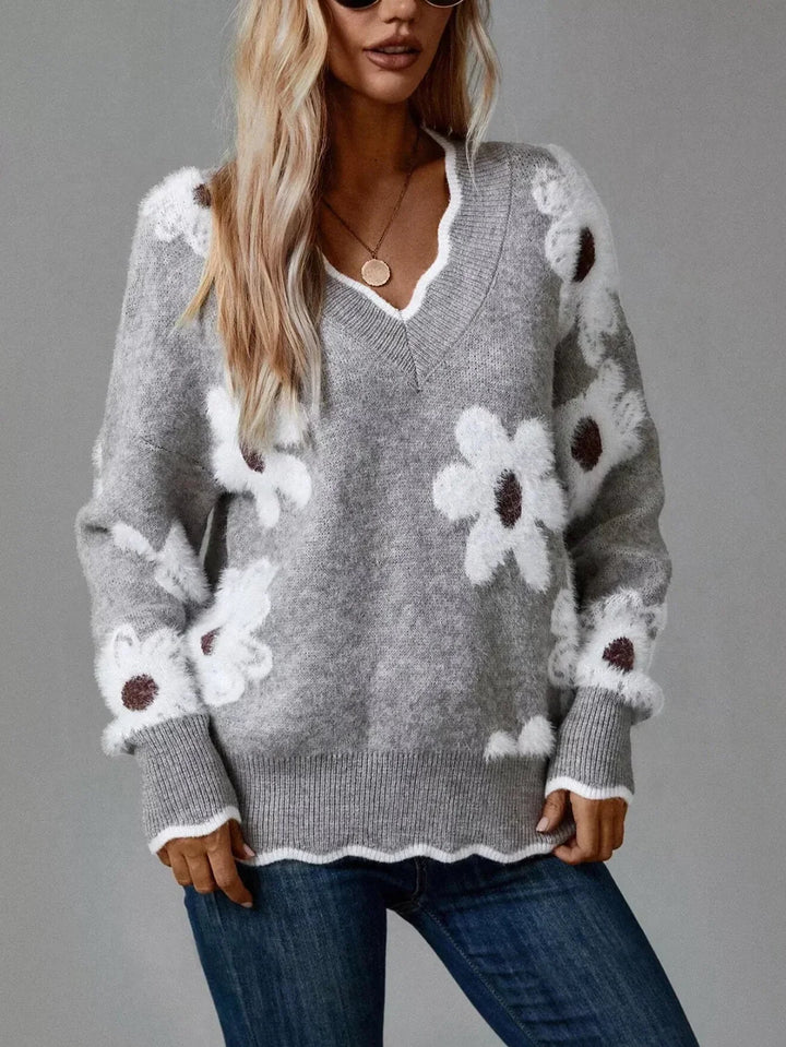 Dorothy Floral V-Neck Long Sleeve Sweater - photo 3