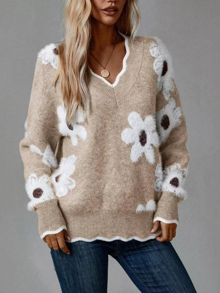 Dorothy Floral V-Neck Long Sleeve Sweater - photo 6