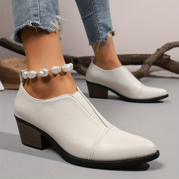Rose leather orthopedic ankle boots