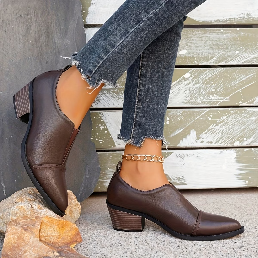 Rose leather orthopedic ankle boots