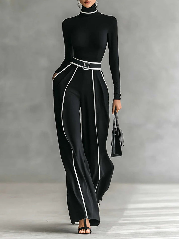 Ann | High Neck Wide Leg Pants Set