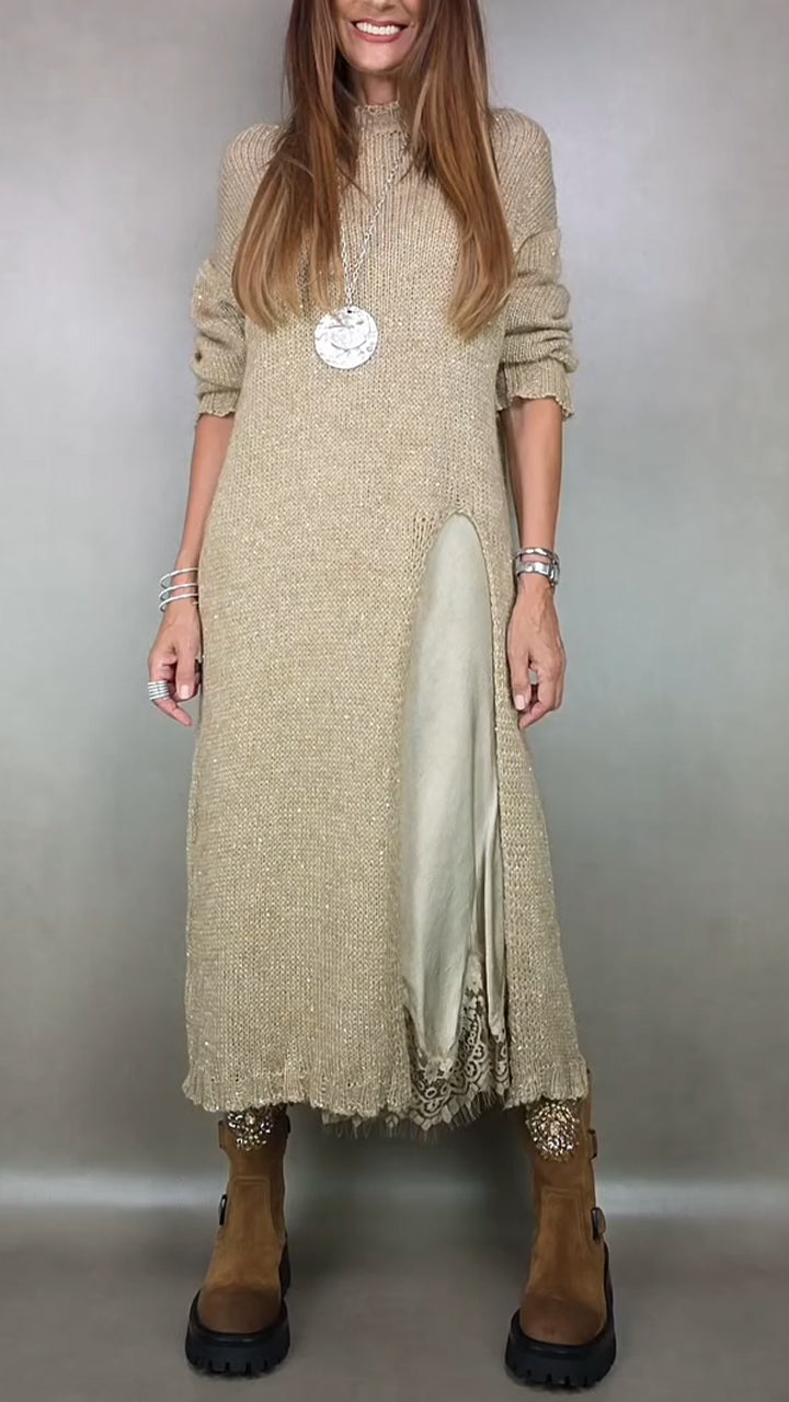 Elegant sweater and dress set - Beige