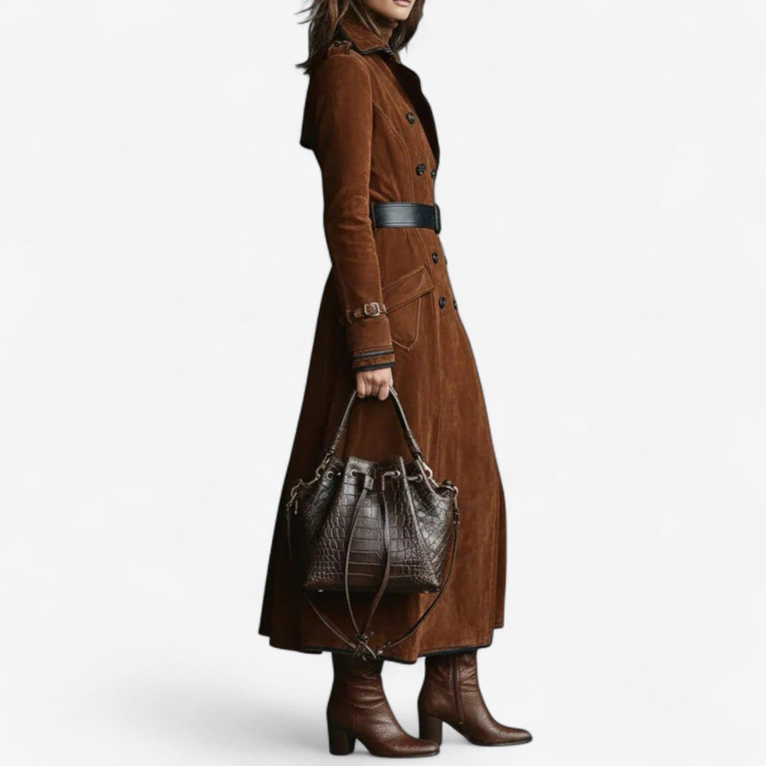 Amarah – Long Suede Trench Coat