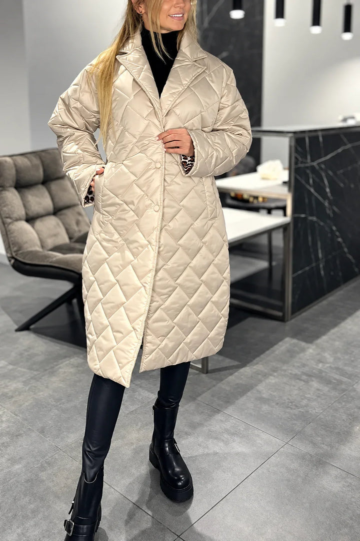 Carolyn | Quilted Leopard-Lined Coat