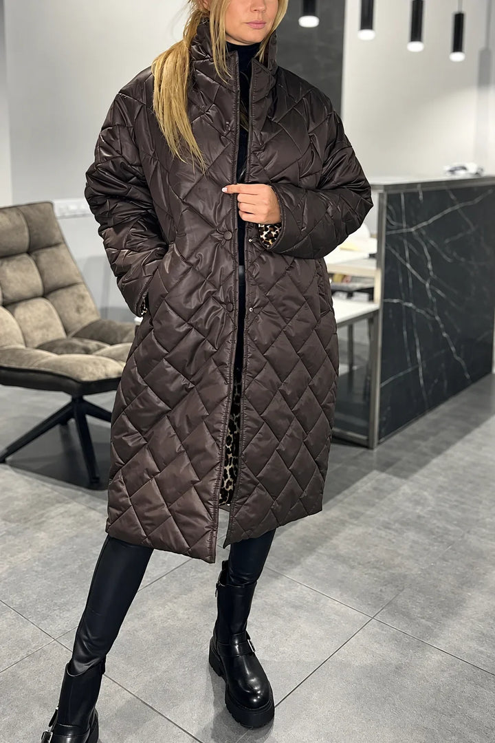 Carolyn | Quilted Leopard-Lined Coat