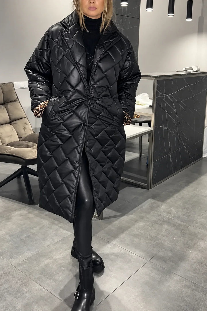 Carolyn | Quilted Leopard-Lined Coat