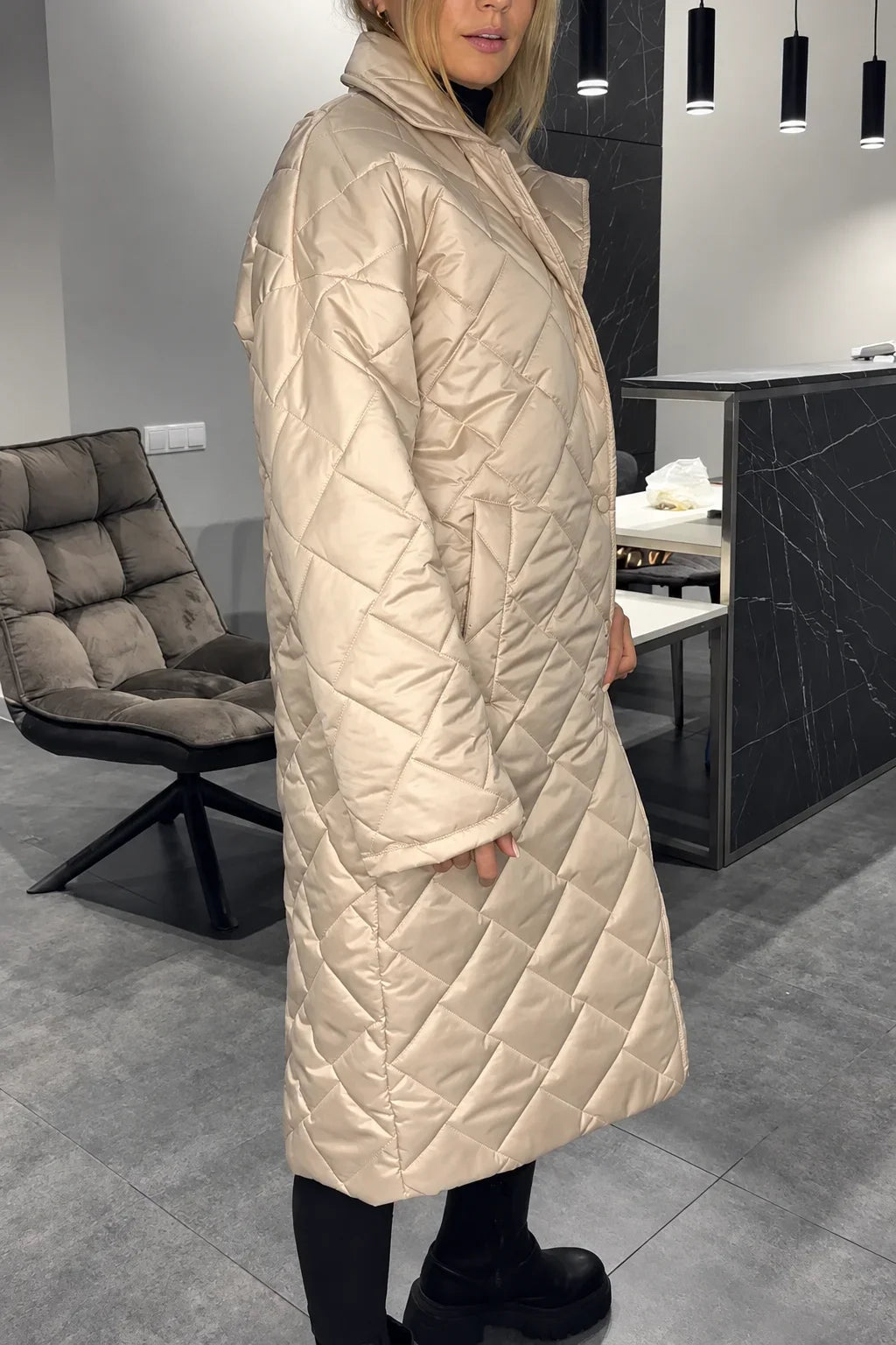 Carolyn | Quilted Leopard-Lined Coat