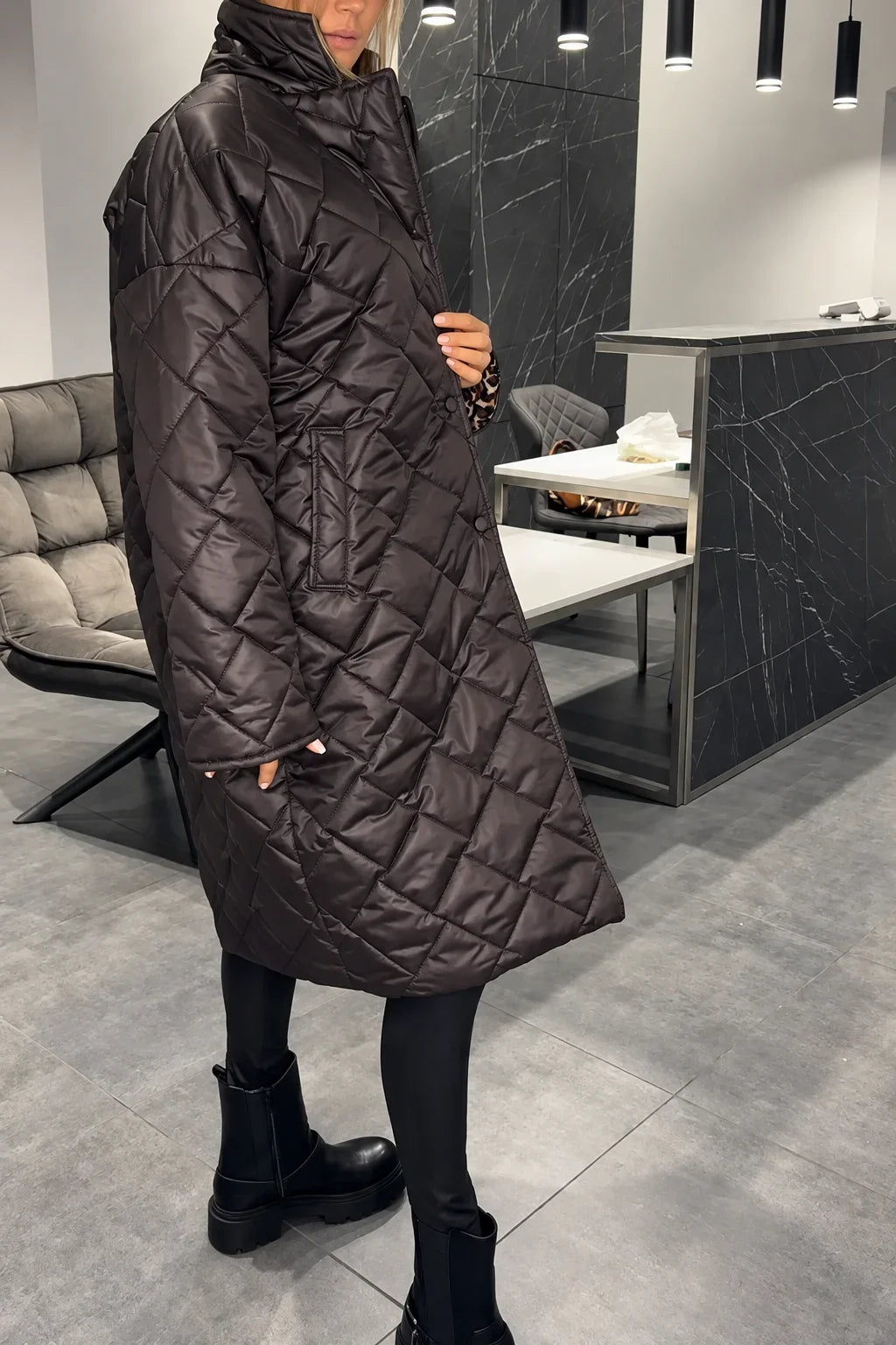 Carolyn | Quilted Leopard-Lined Coat