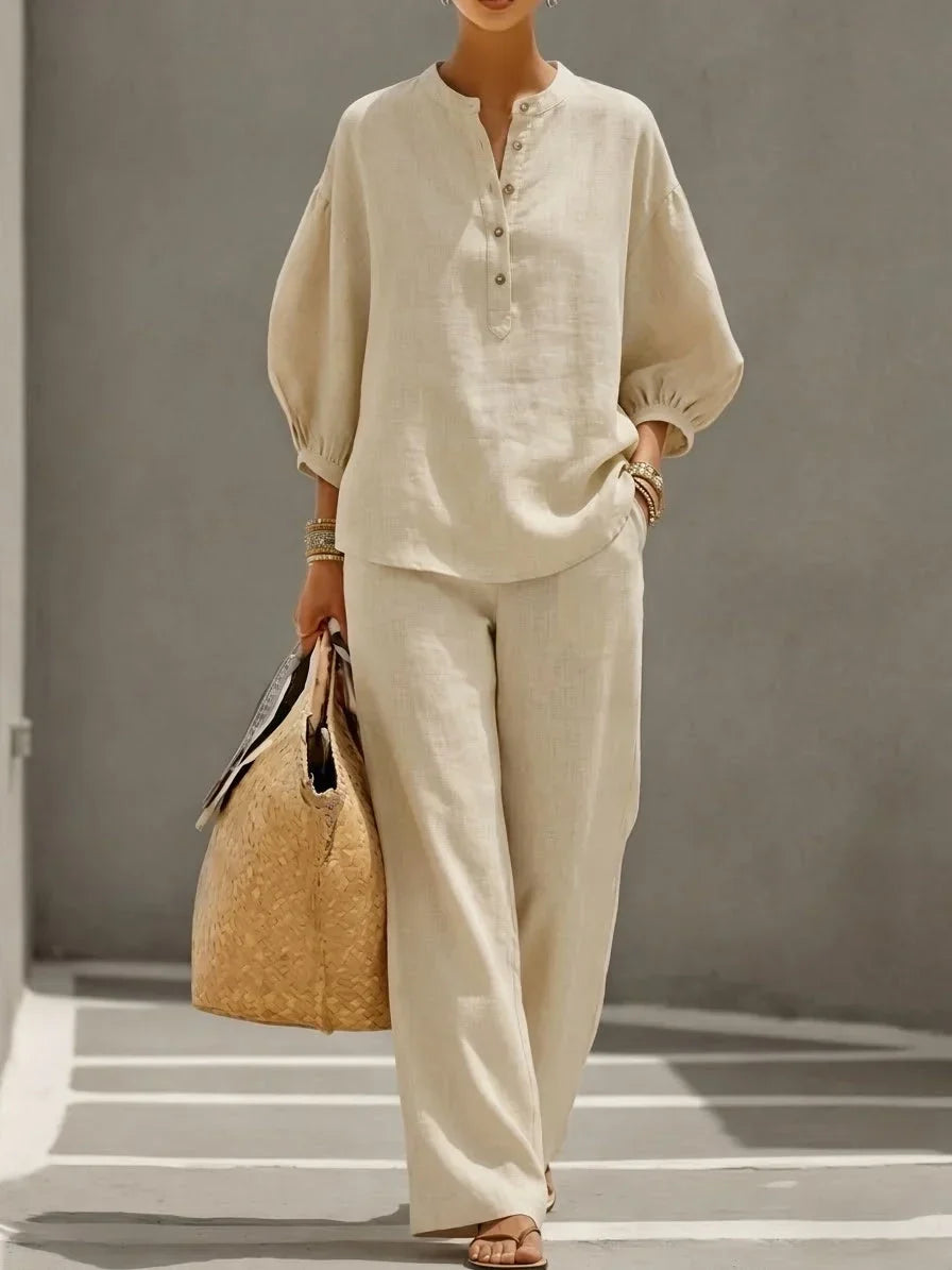 Camille | Relaxed Linen Button-Up Two-Piece Set
