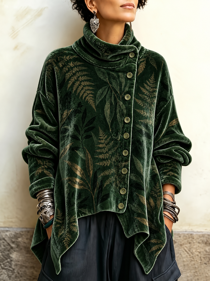 Diana | Velvet Asymmetric Button Tunic