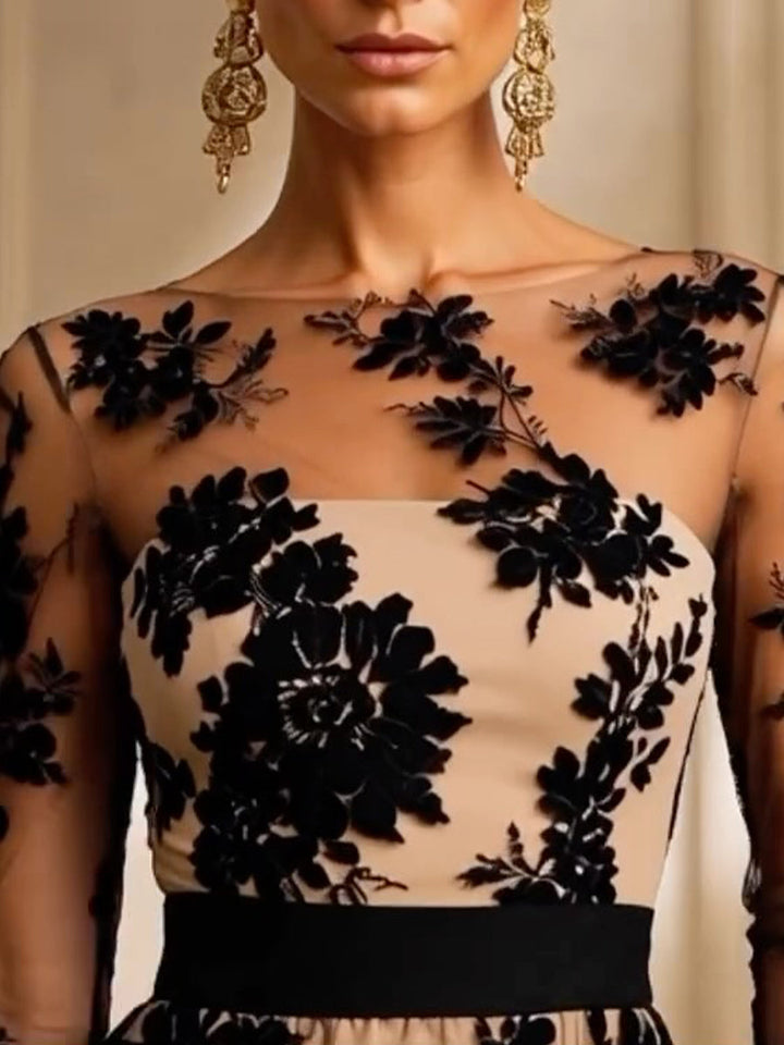 Betty | Floral Lace Midi Evening Dress