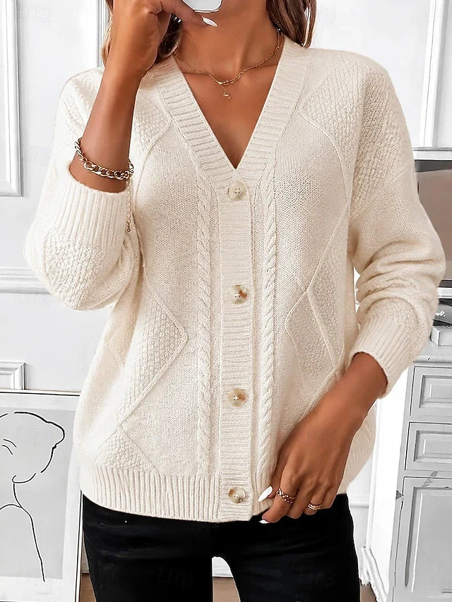 Virginia Vintage Cable Knit Button Cardigan - Apricot