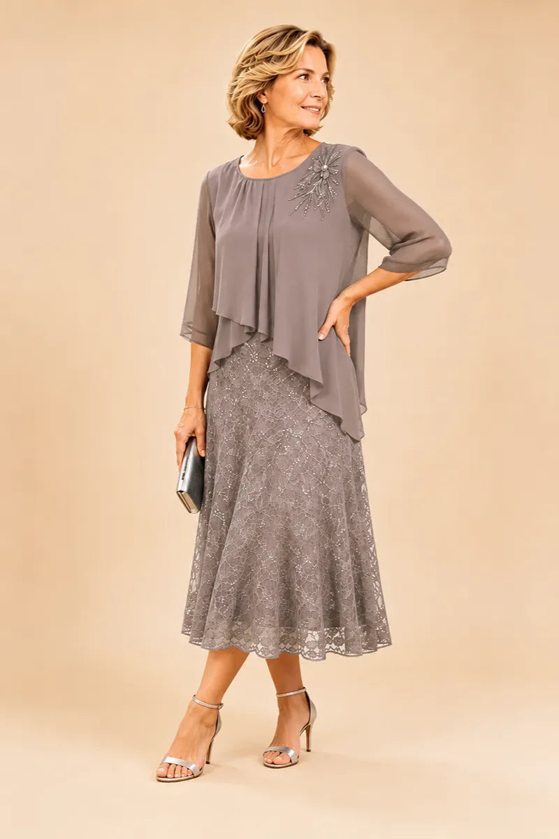 Lace mother of the bride dress in bronze