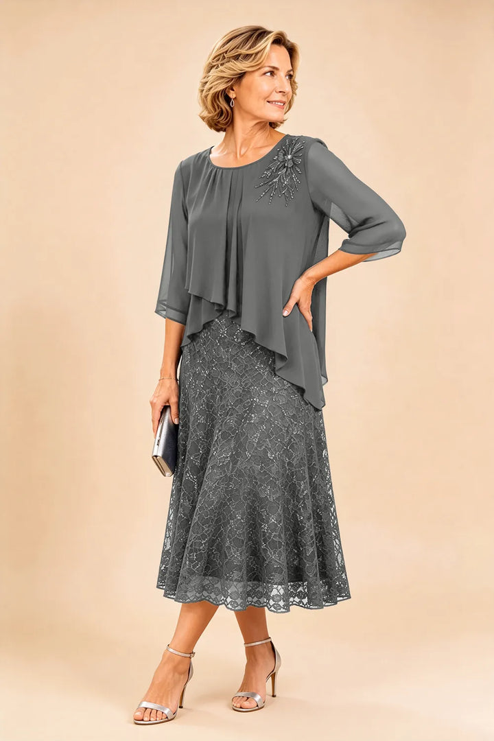 Lace mother of the bride dress in gray