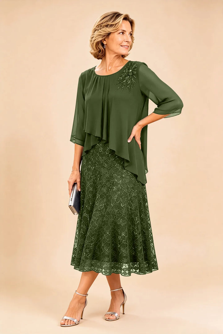 Lace mother of the bride dress in olive