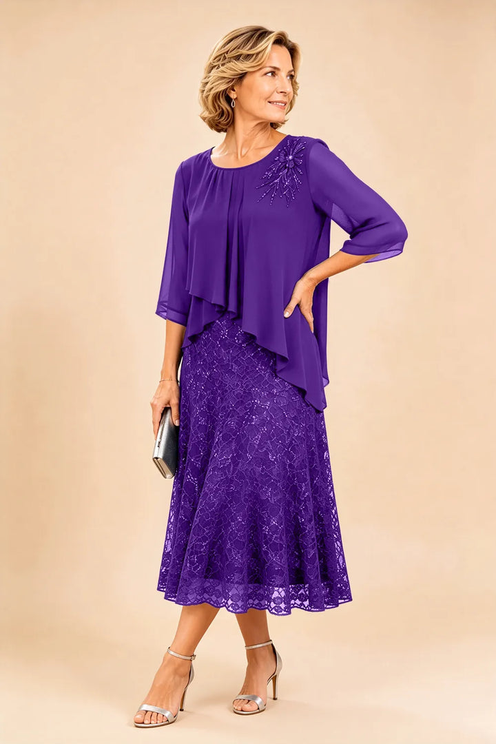 Lace mother of the bride dress in purple