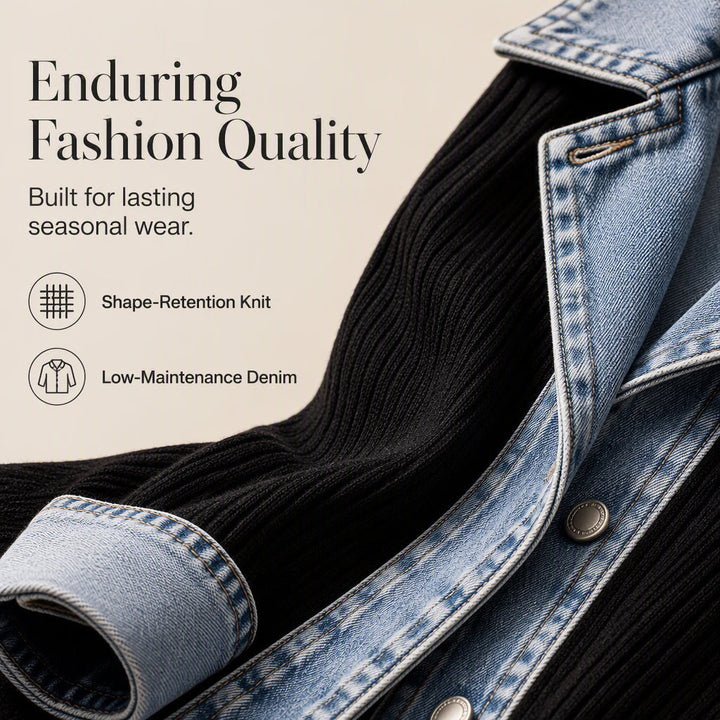 Sandra | Elegant Denim Jacket with Knit Panels