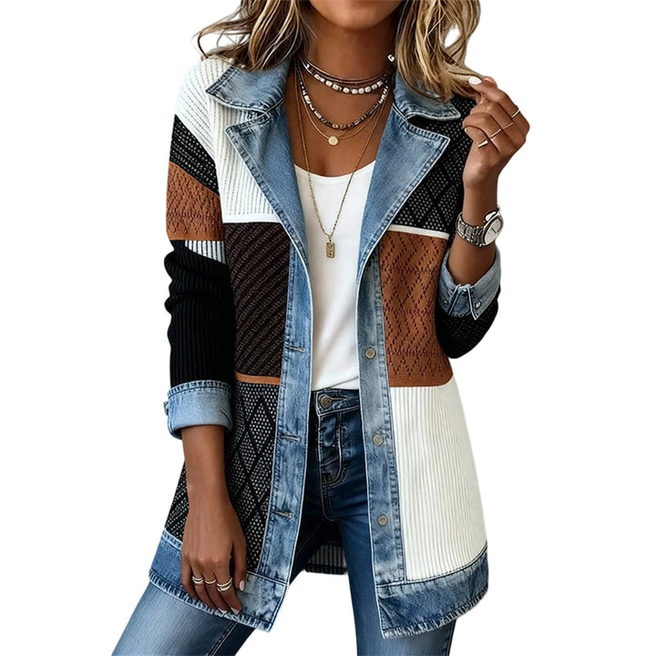 Sandra | Elegant Denim Jacket with Knit Panels