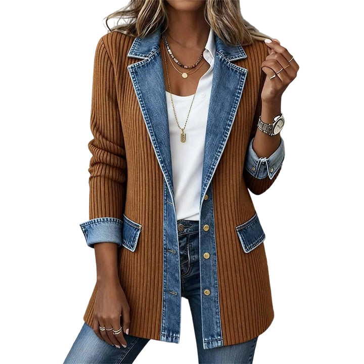 Sandra | Elegant Denim Jacket with Knit Panels