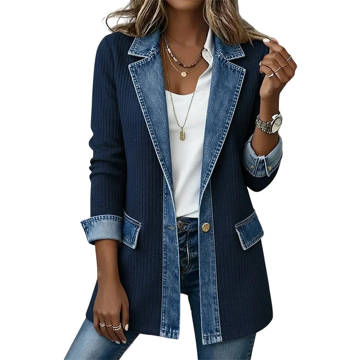 Sandra | Elegant Denim Jacket with Knit Panels
